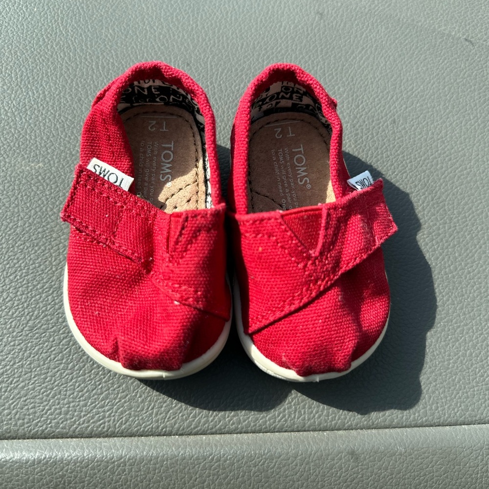 TOMS Kids Red Canvas Shoes